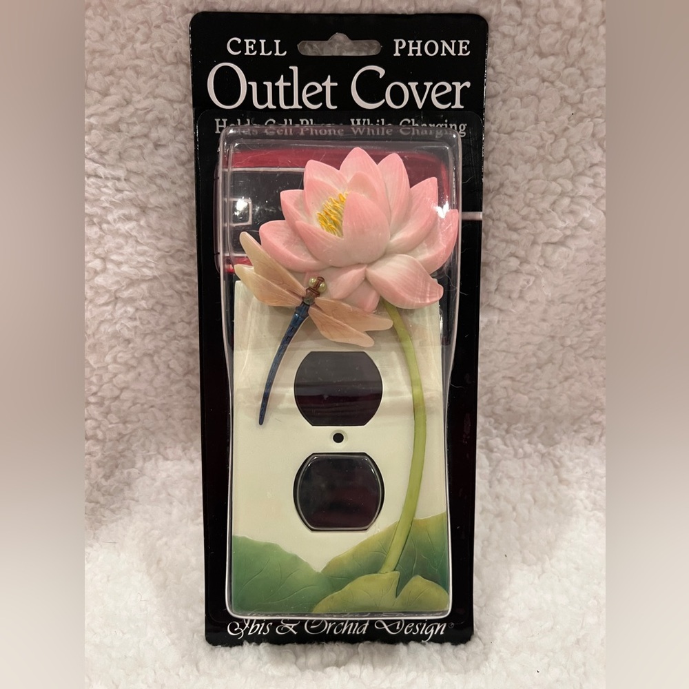 Ibis & Orchid Design Dragonfly & Water Lily outlet plate cover, NEW